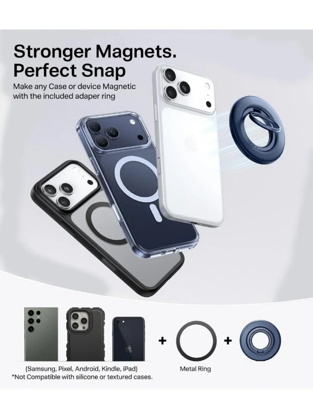 360° Magnetic Phone Grip Ring Holder Kickstand - Stylish Blue Accessory